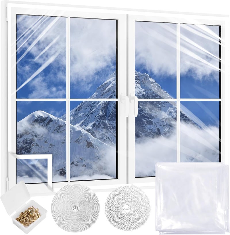 MUDEREK 39×63inches Window Insulation for Winter, Plastic Window Cover for Winter,Thermal Window Insulation Kit for Winterizing,Thick Transparent Window Seal Film for Winter Window Covering - Image 1
